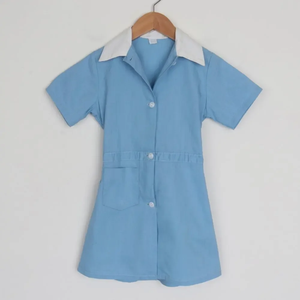 Vintage 1950s Kids Short Sleeve Collar Uniform Dress Size 6/8